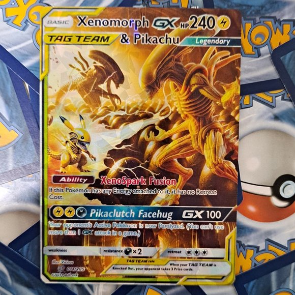Xenomorph And Pikachu Tag Team Pokemon Card - Picture 1 of 7